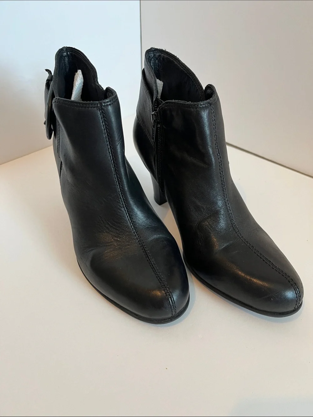 Nurture - Danah Black Leather Buckle Ankle Booties